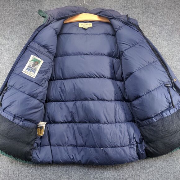 Eddie Bauer Men's Gore-Tex Goose Down Hooded Jacket Green Medium Ridge Line VTG - Picture 8 of 16